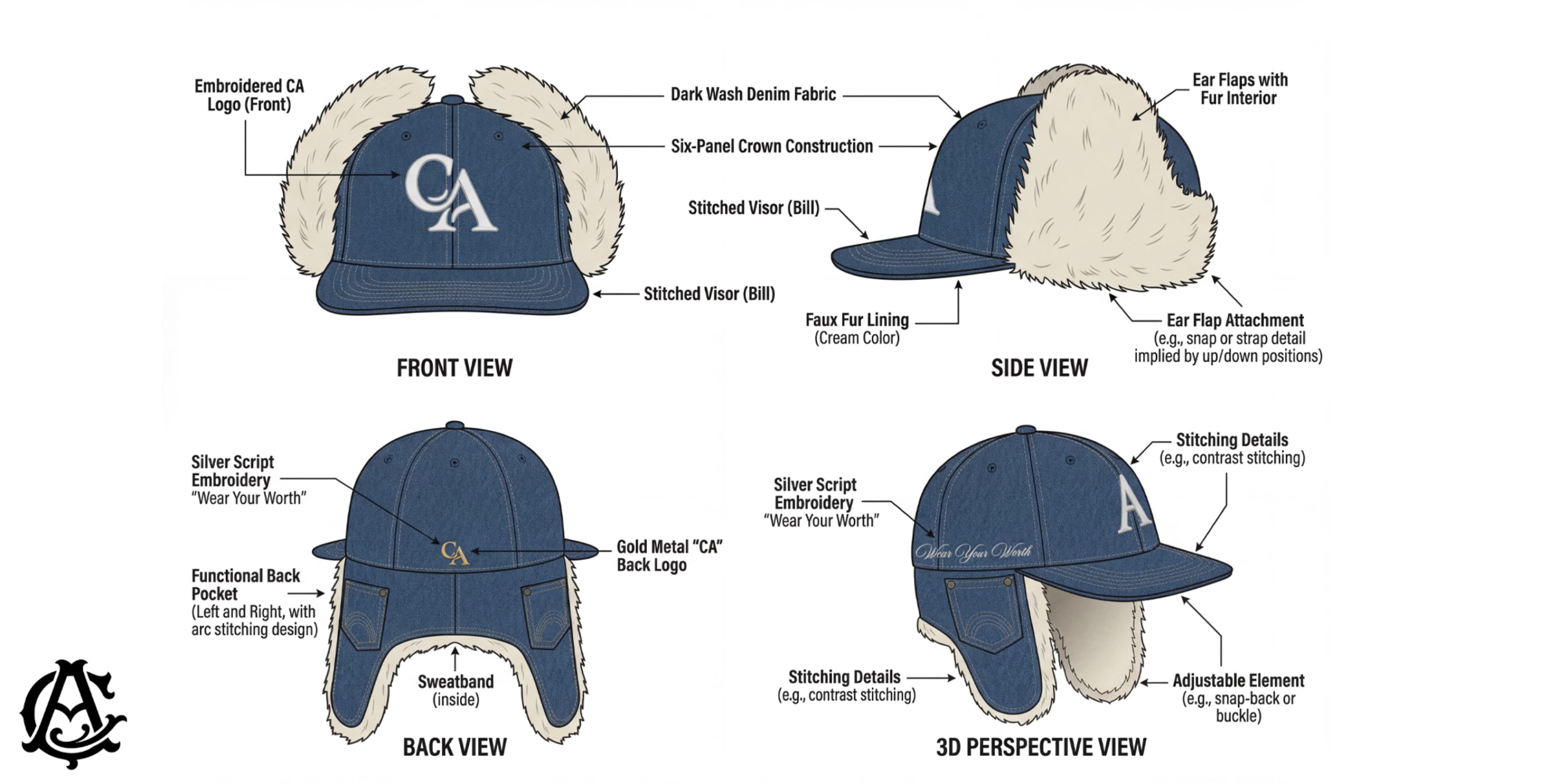 CONCEITED DENIM CAP DESIGN/TECH PACK